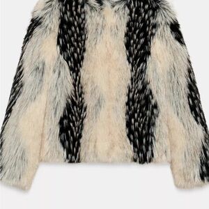 Zara Black and Cream Teddy Jacket